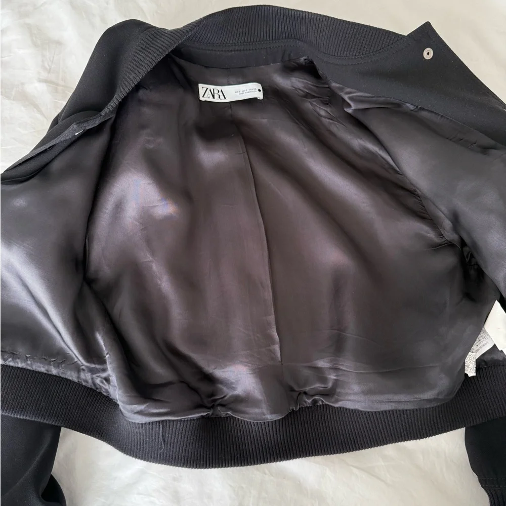 Zara Black Bomber Jacket S - Picture 3 of 3